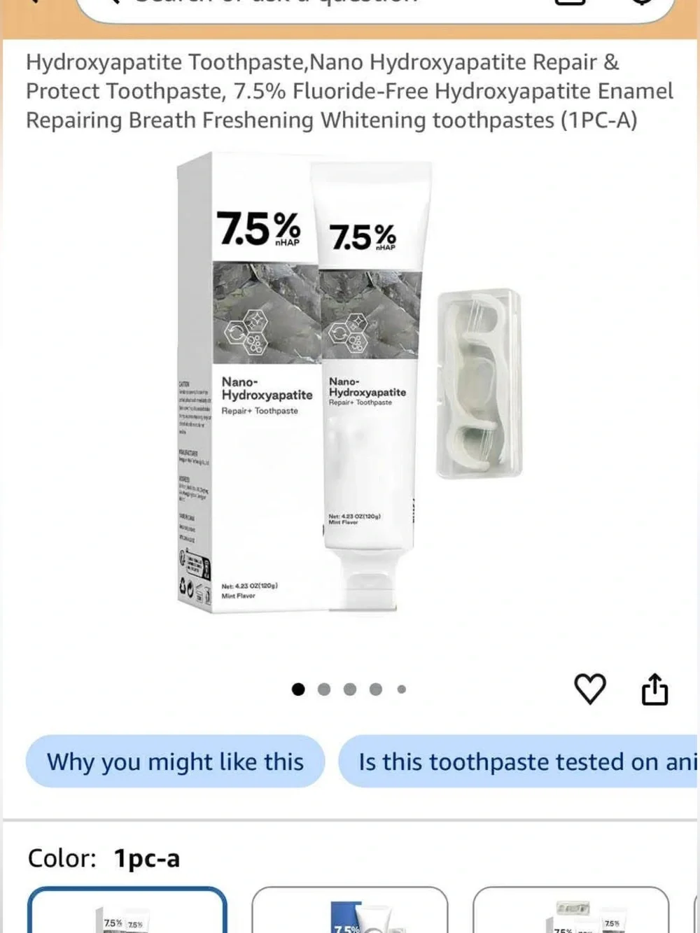 Nano-Hydroxyapatite 7.5% Repair Toothpaste – White